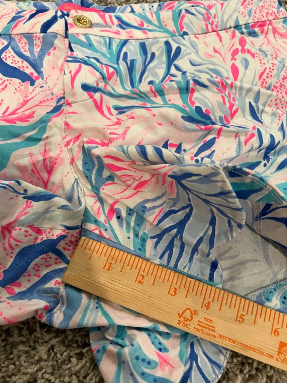Lilly Pulitzer Buttercup Scallop Kaleidoscope Coral shorts